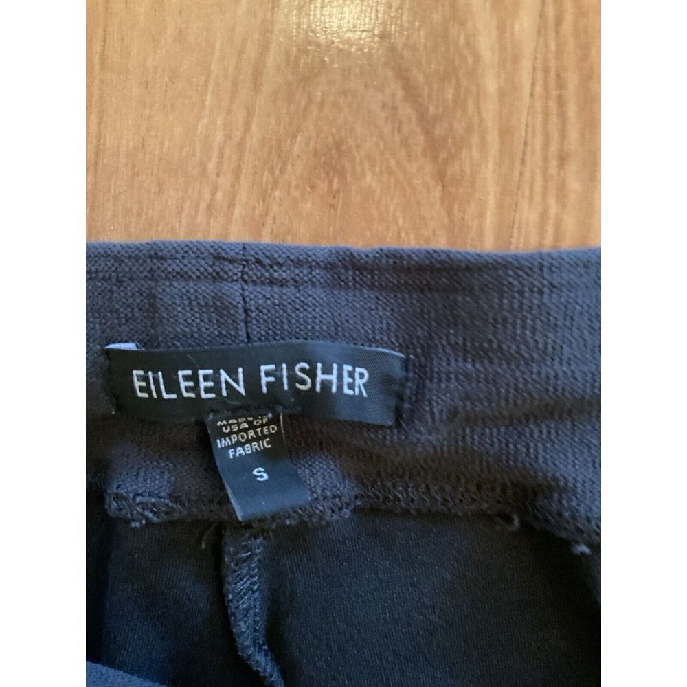 Eileen Fisher Slim Ankle Pant Sz Small Black Pull‎ On Elastic Waist*flaw - Picture 2 of 8